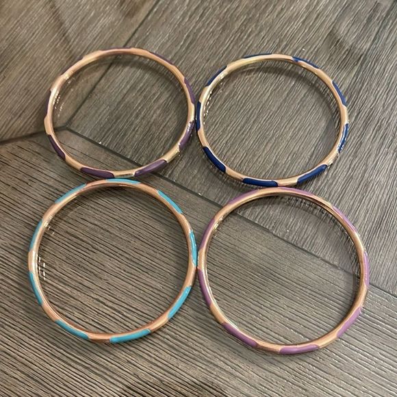 Vintage Brass and Enamel Bangles, Shades of Blue & Purple - Picture 7 of 16